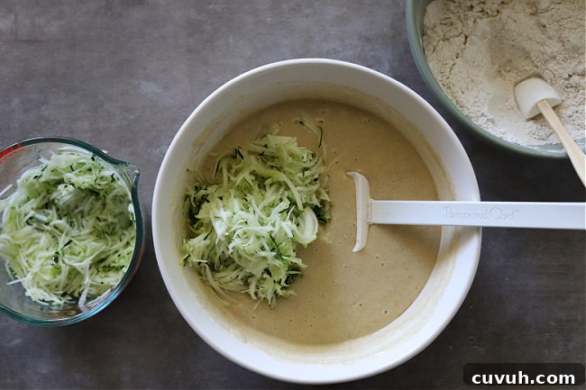 Adding zucchini to gluten-free zucchini bread batter
