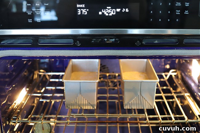 Starting baking gluten-free zucchini bread in oven