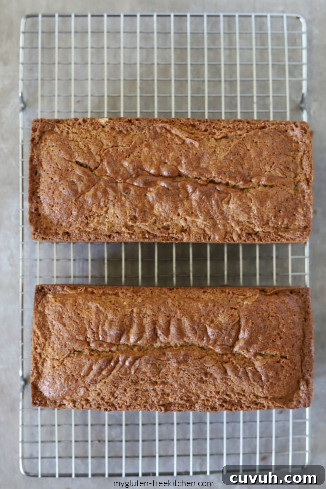 gluten-free zucchini bread on cooling rack