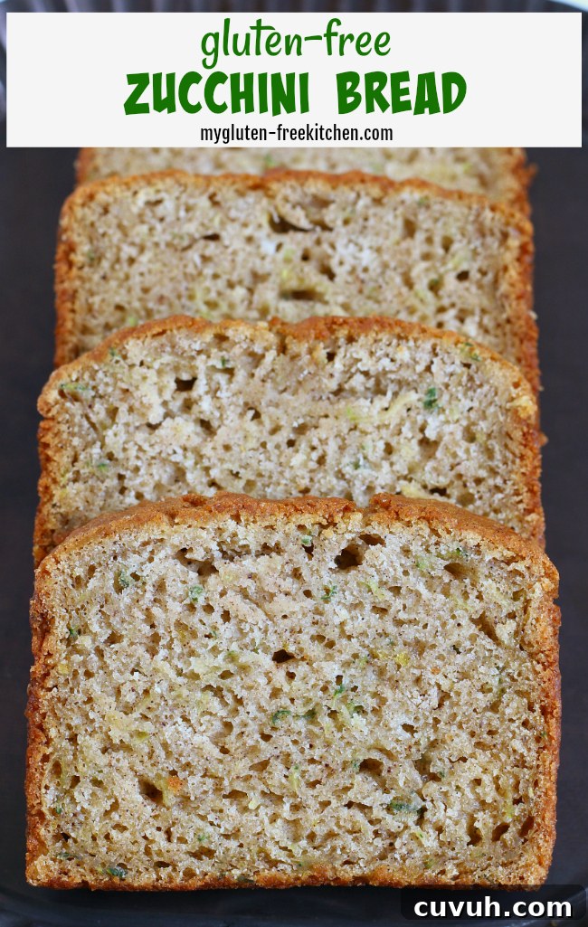 Slices of gluten-free zucchini bread on platter