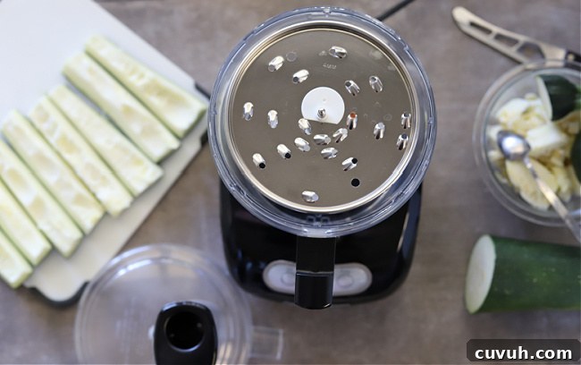 preparing zucchini for food processor