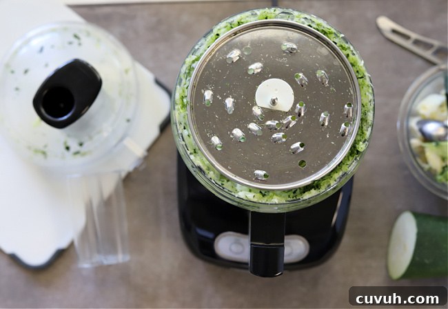 shredded zucchini in food processor