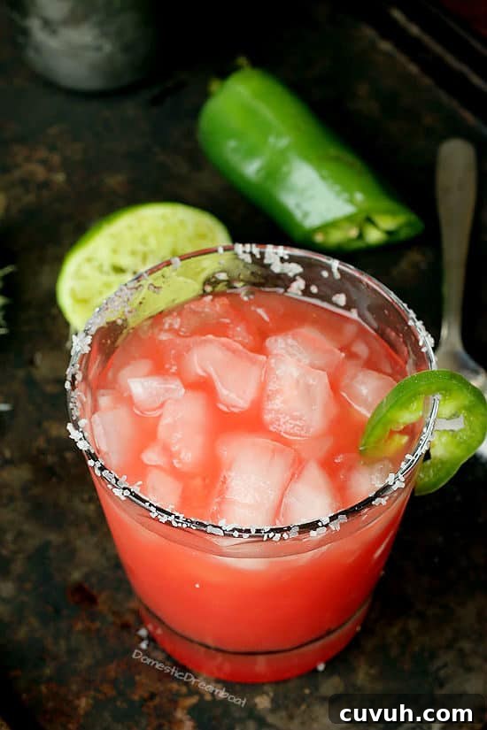 Spicy Watermelon Jalapeño Margarita Recipe 2 Spicy Watermelon Jalapeno Margarita