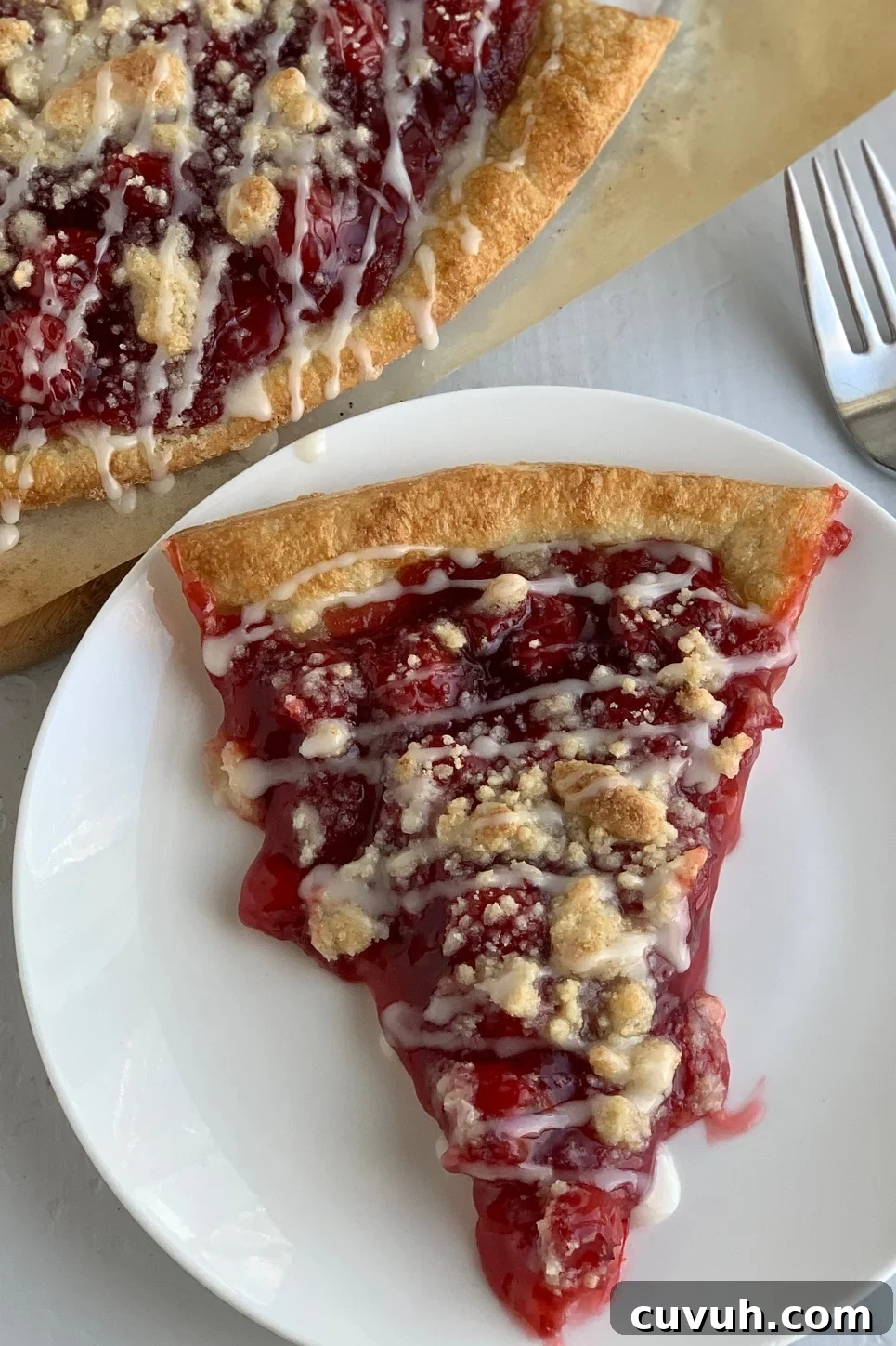 Patriotic 4th of July Desserts to Impress Your Guests 8 a slice of cherry dessert pizza