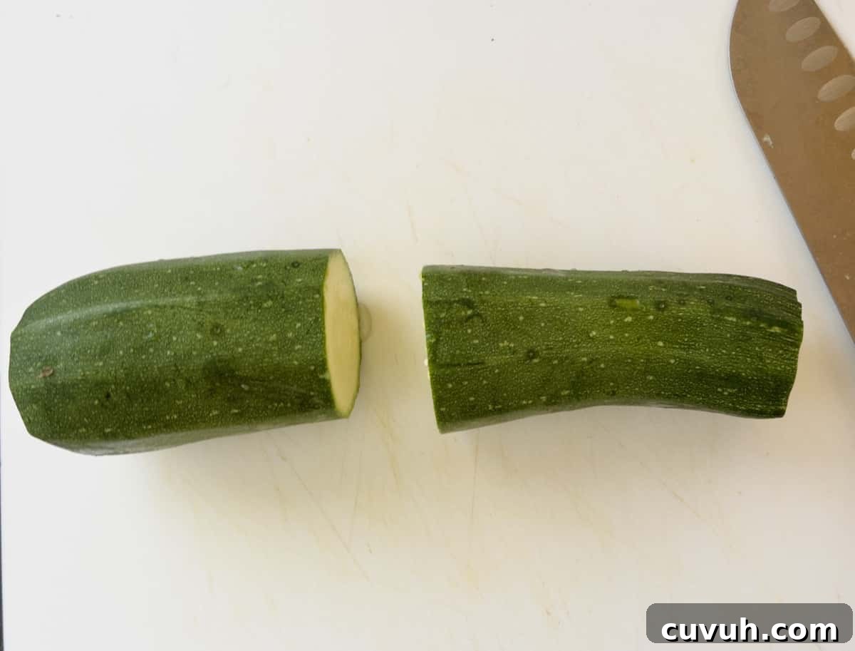 zucchini cut in half step 1
