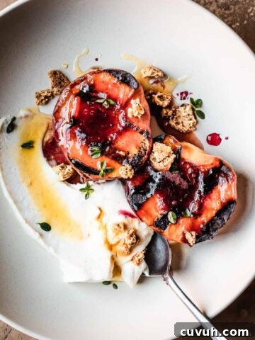 Grilled peaches with mascarpone.