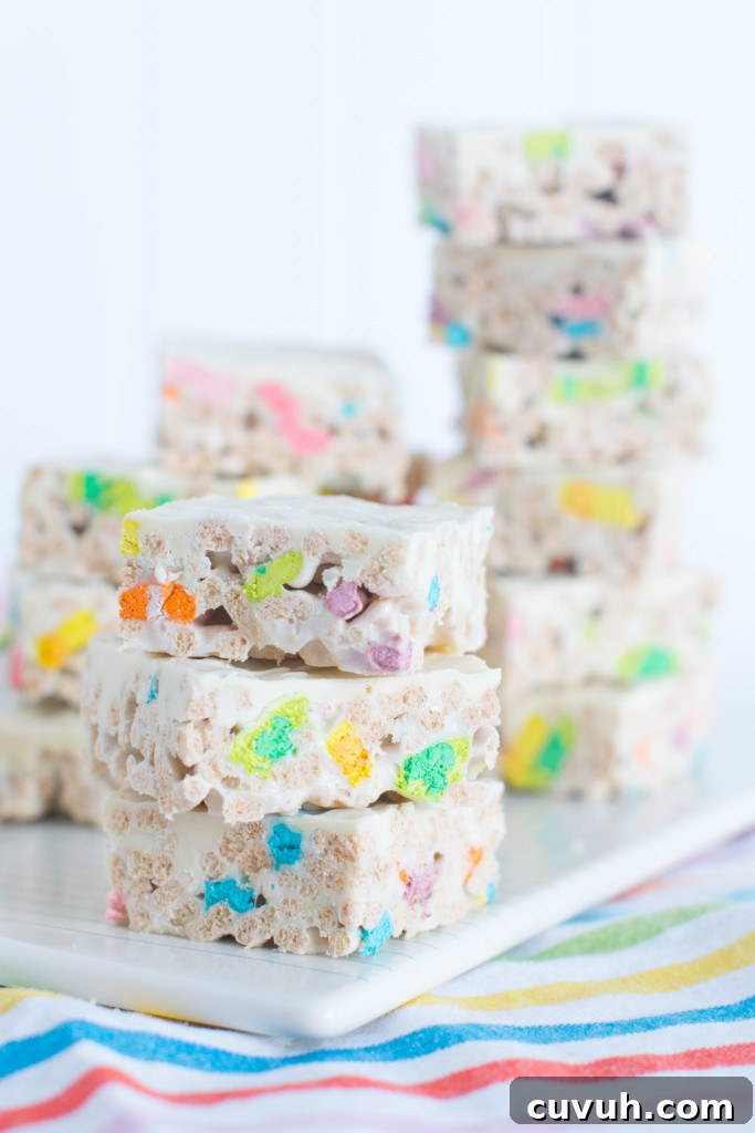 Lucky Charms S'mores Treats: Magic Marshmallow Dessert Recipe 17 Lucky Charms Treat Bars with white chocolate