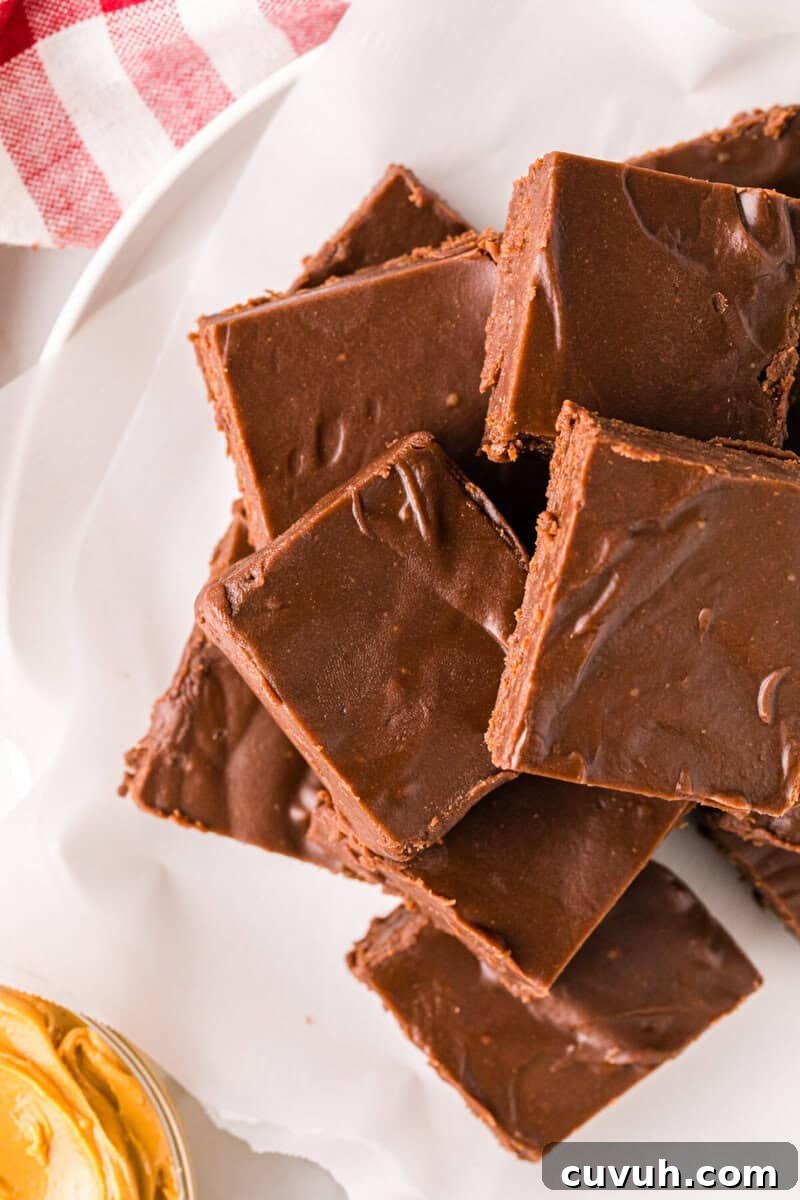 pieces of fudge stacked on top of each other.