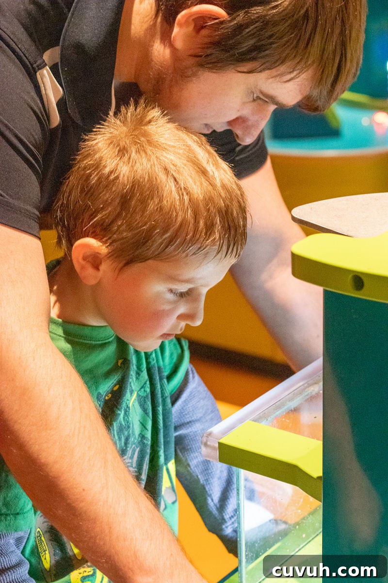 father and son at plano crayola experience