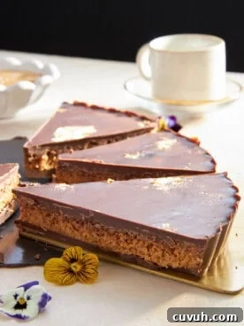 Three slices of chocolate peanut butter kunafa.