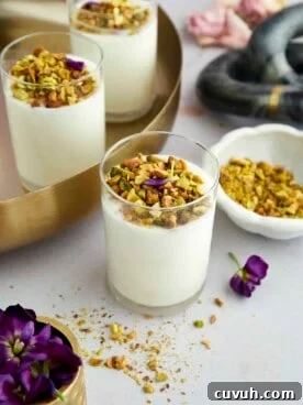 A bowl of mahalabia garnish