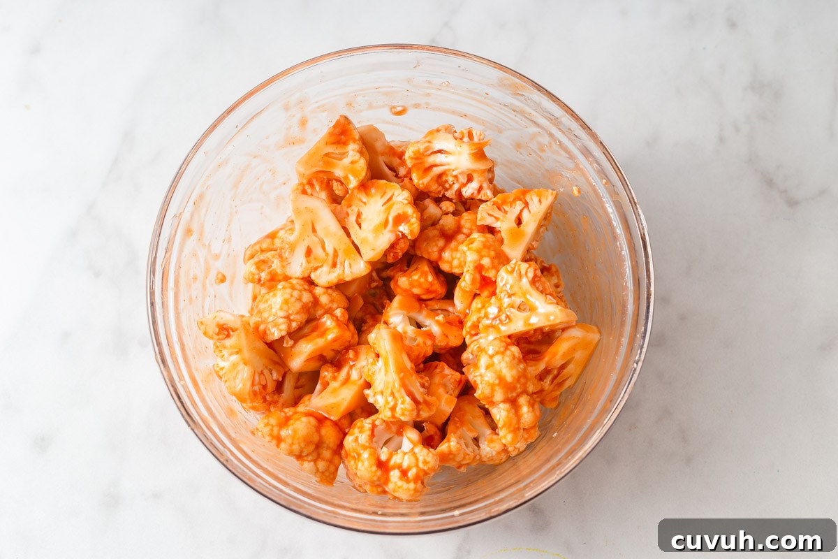 Crispy Air Fryer Buffalo Cauliflower Recipe 9 marinated buffalo cauliflower.