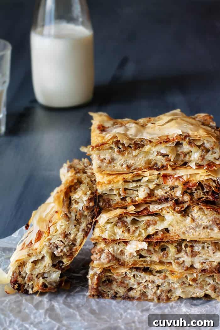 Layered Burek: Flaky Fillo Meat Pie Recipe 2 Layered Fillo Meat Pie - Burek