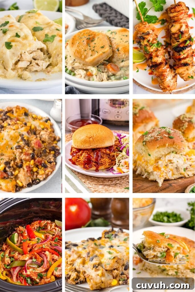 Photo collage with chicken dinner ideas.