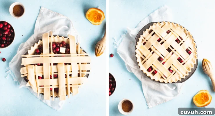 Step-by-step photos for making cranberry orange pie