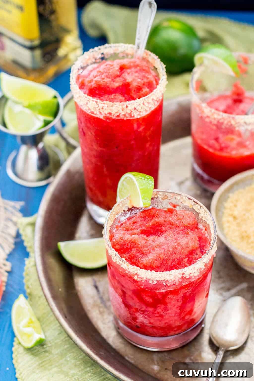 Strawberry Margarita Granita Recipe — Refreshing Frozen Cocktail 2 Strawberry margarita granitas! They're like Margarita slushies -- so good!