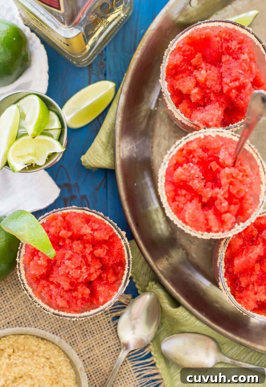 Strawberry Margarita Granita Recipe — Refreshing Frozen Cocktail 4 Strawberry margarita granitas! They're like Margarita slushies -- so good!