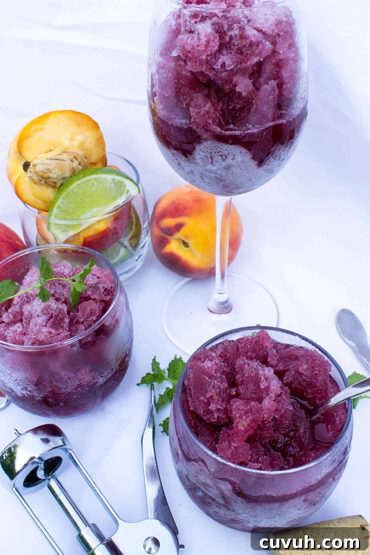 Strawberry Margarita Granita Recipe — Refreshing Frozen Cocktail 7 Peach sangria granita