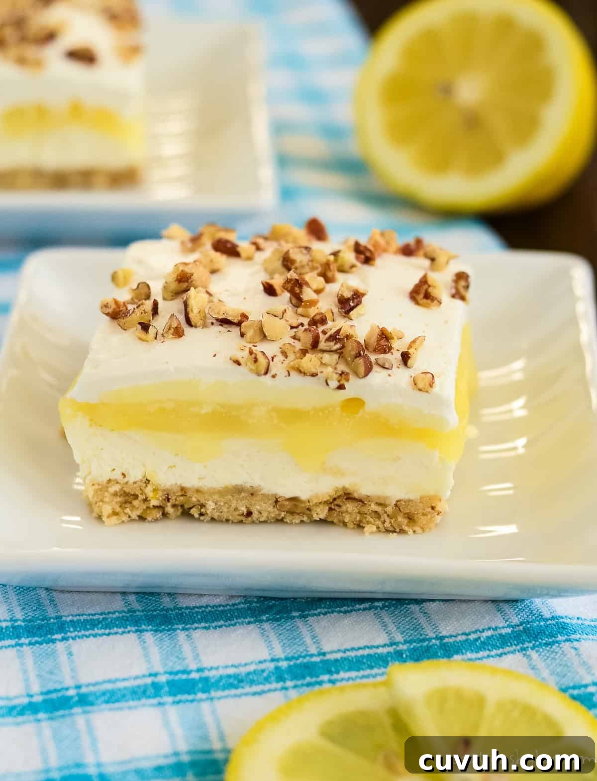 made from scratch lemon lush topped with pecans