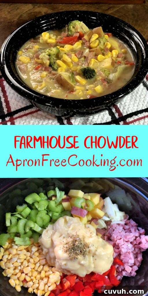 Farmhouse Chowder vintage recipe for crockpot soup from www.ApronFreeCooking.com