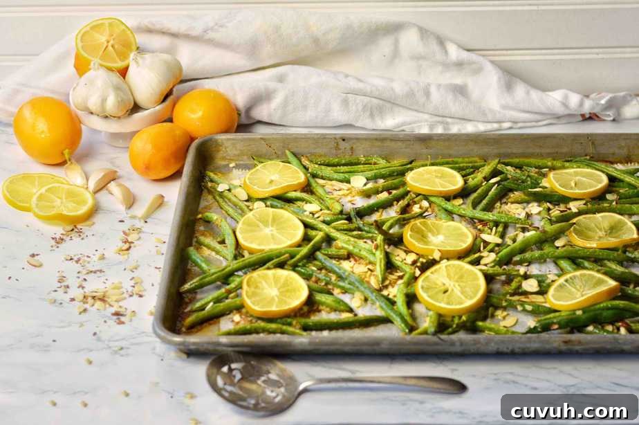 roasted green beans with garlic lemon and almonds