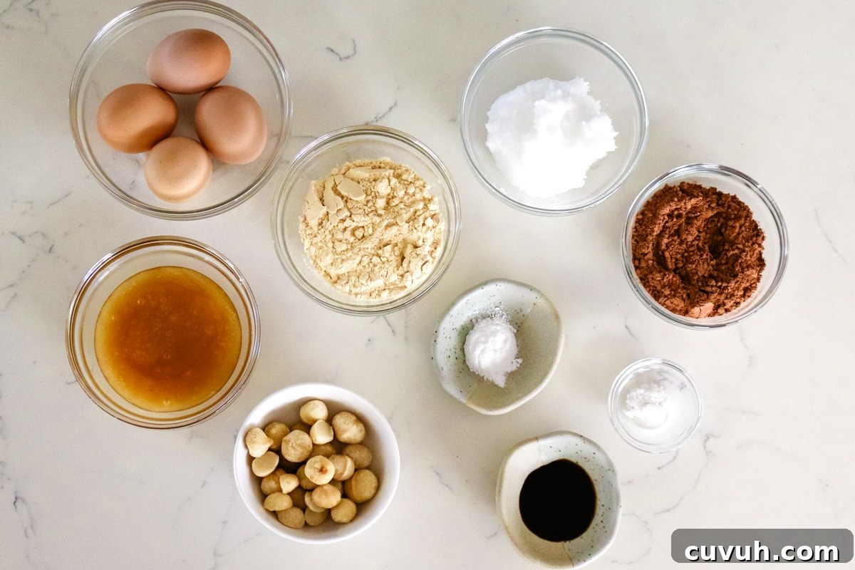 Ingredients for coconut flour brownies.