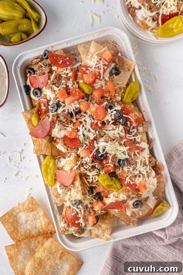 Italian Nachos: Crispy Parmesan Polenta Chips with Tomato-Basil Dip 2 Meat and vegetables on top of chips