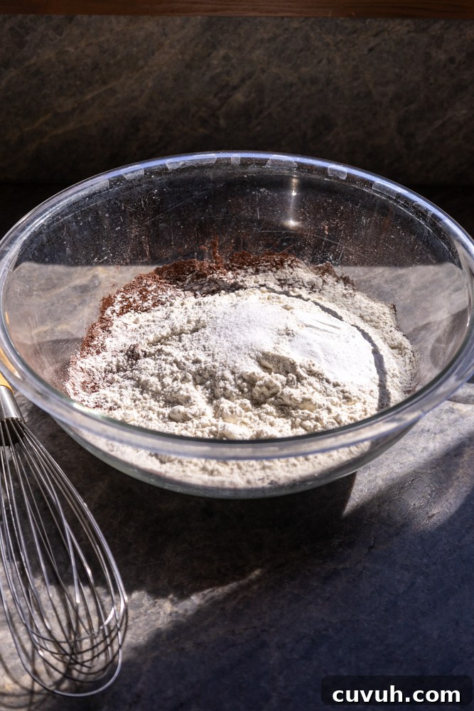 Fudgy Chocolate and Peanut Butter Cake Recipe That Melts in Your Mouth 3 Mixing Cake ingredients