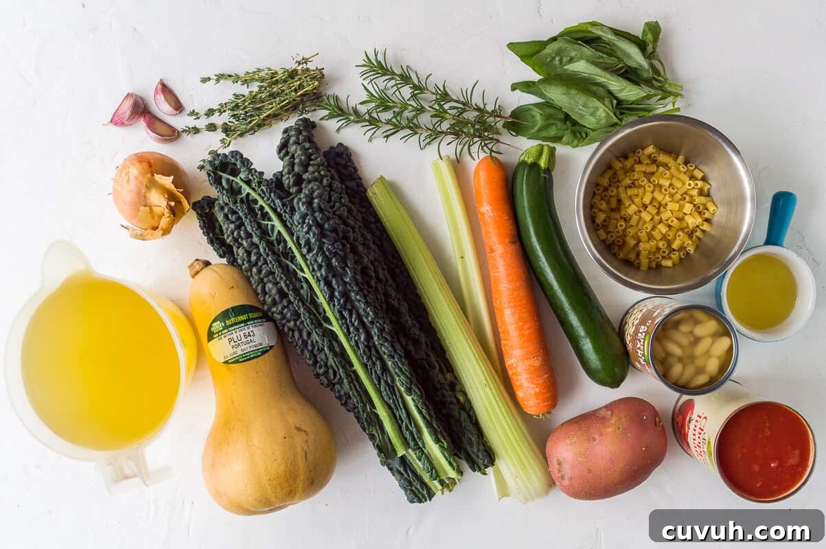 Autumn Vegan Minestrone Soup with Seasonal Vegetables 5 autumn minestrone soup ingredients
