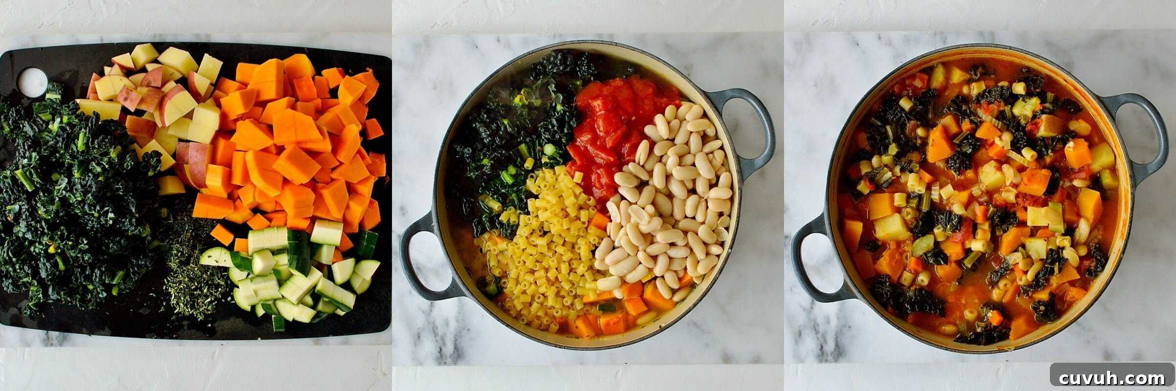 Autumn Vegan Minestrone Soup with Seasonal Vegetables 7 autumn minestrone step 2