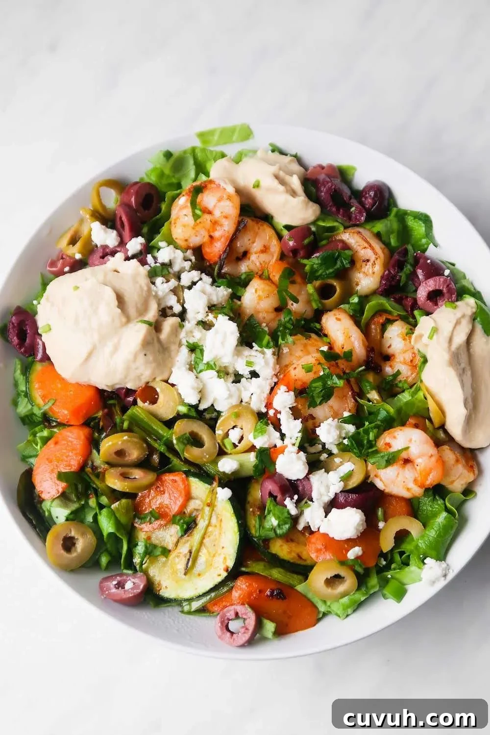 Mediterranean Shrimp Bowl Recipe with Lemon Garlic Quinoa 9 These quick and easy Mediterranean shrimp bowls are one of the best healthy lunch ideas ever! They take little time to cook, are full of flavor and a must-try Mediterranean recipe!