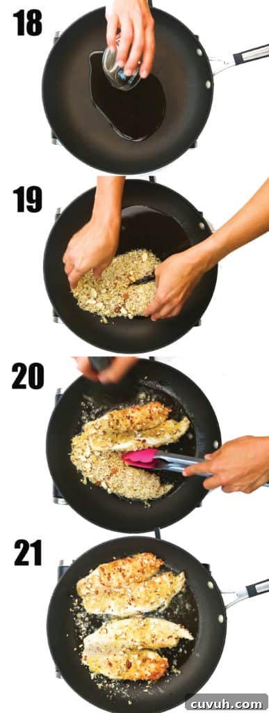 Coating tilapia with almond crust