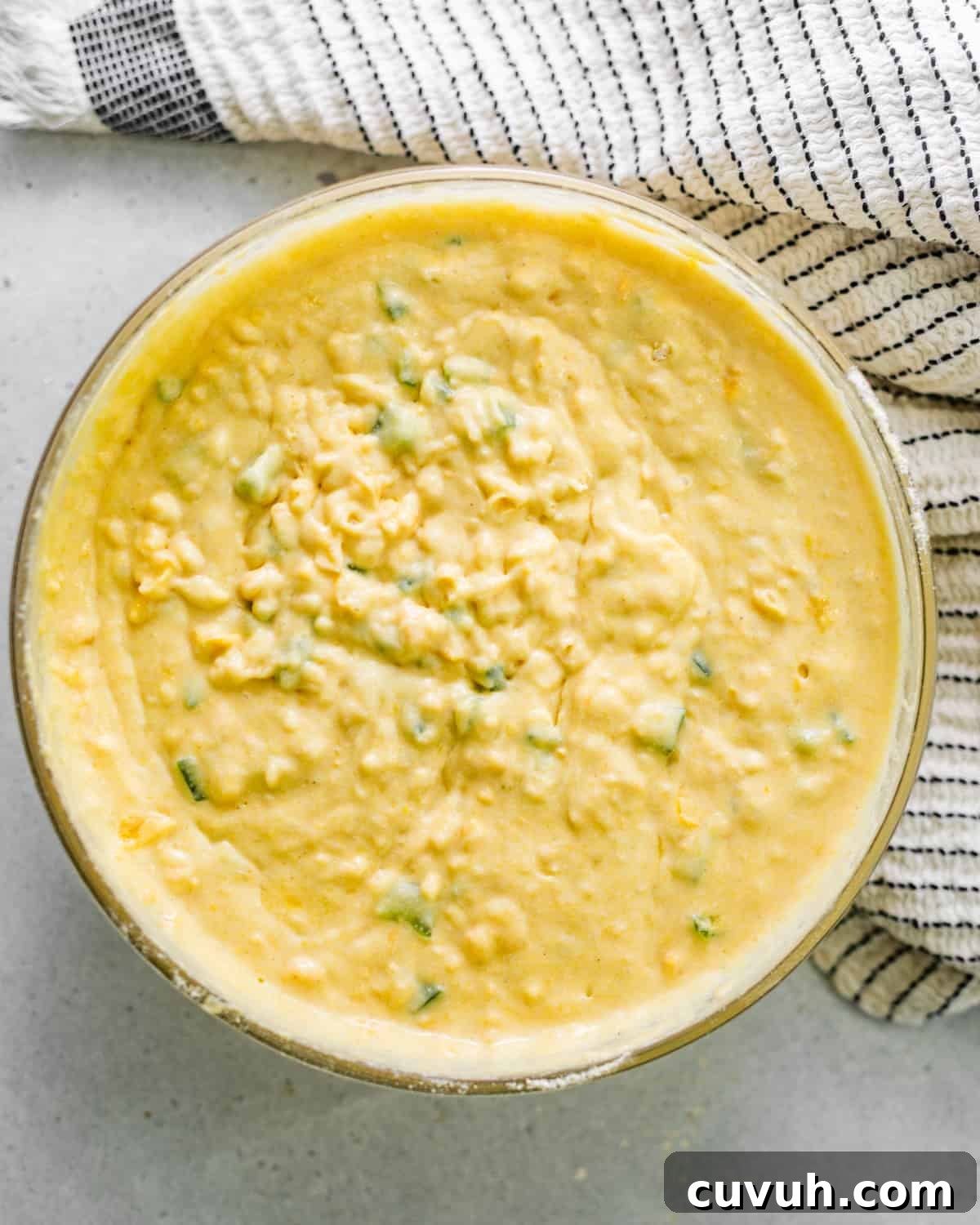 Spicy Jalapeño Honey Cornbread Recipe 6 cornbread batter in a bowl.