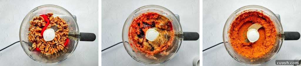 Muhammara: Roasted Red Pepper and Walnut Dip Recipe 4 how to make muhammara step by step images