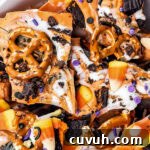 A bowl of Halloween chocolate bark.