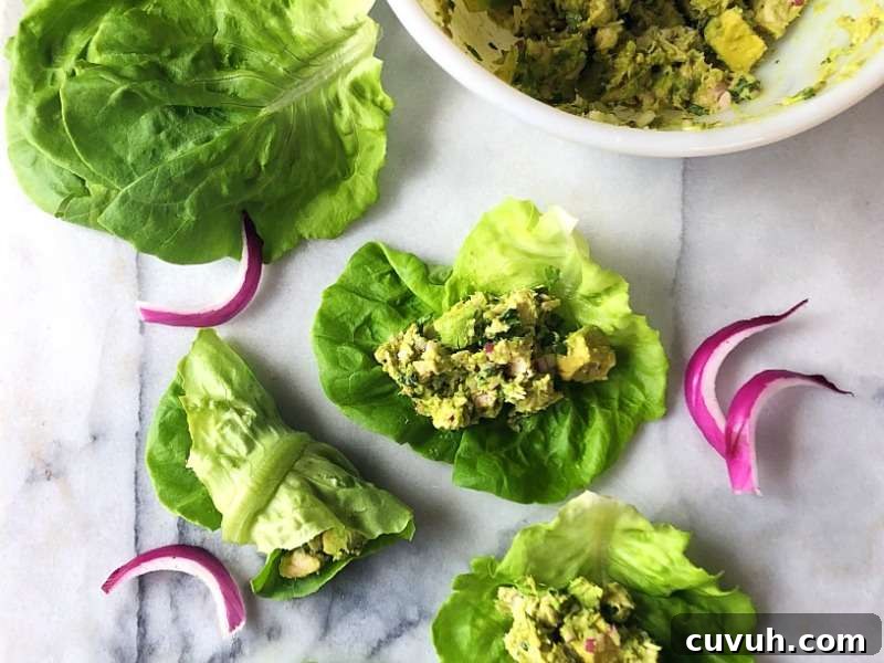 Avocado Chicken Salad Low Carb Lettuce Wraps