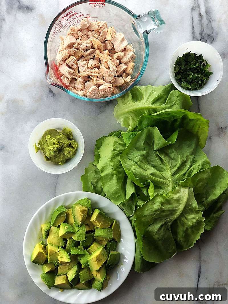 Avocado Chicken Salad Low Carb Lettuce Wrap Ingredients
