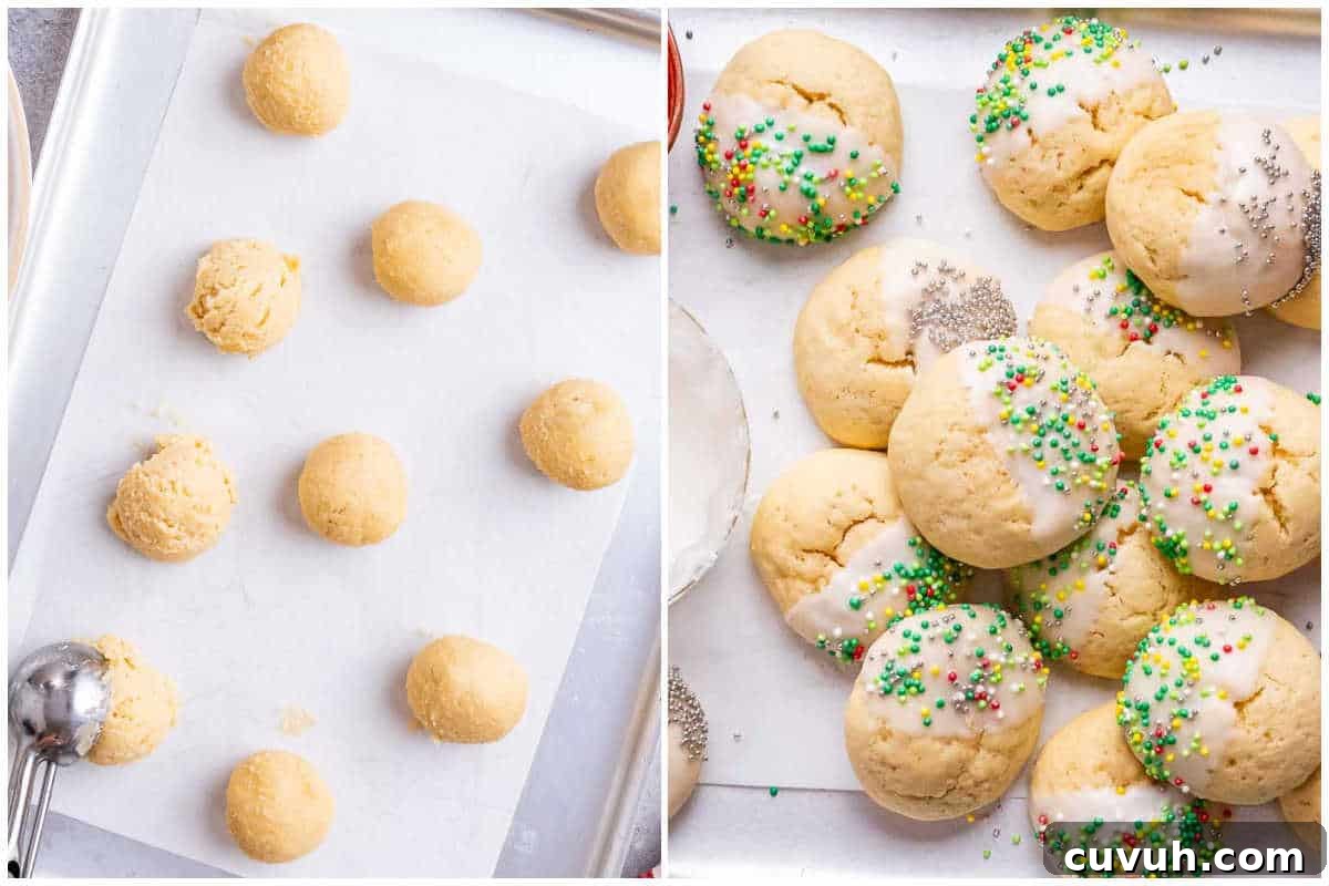 process shot of baking the cookies on a sheet pan.