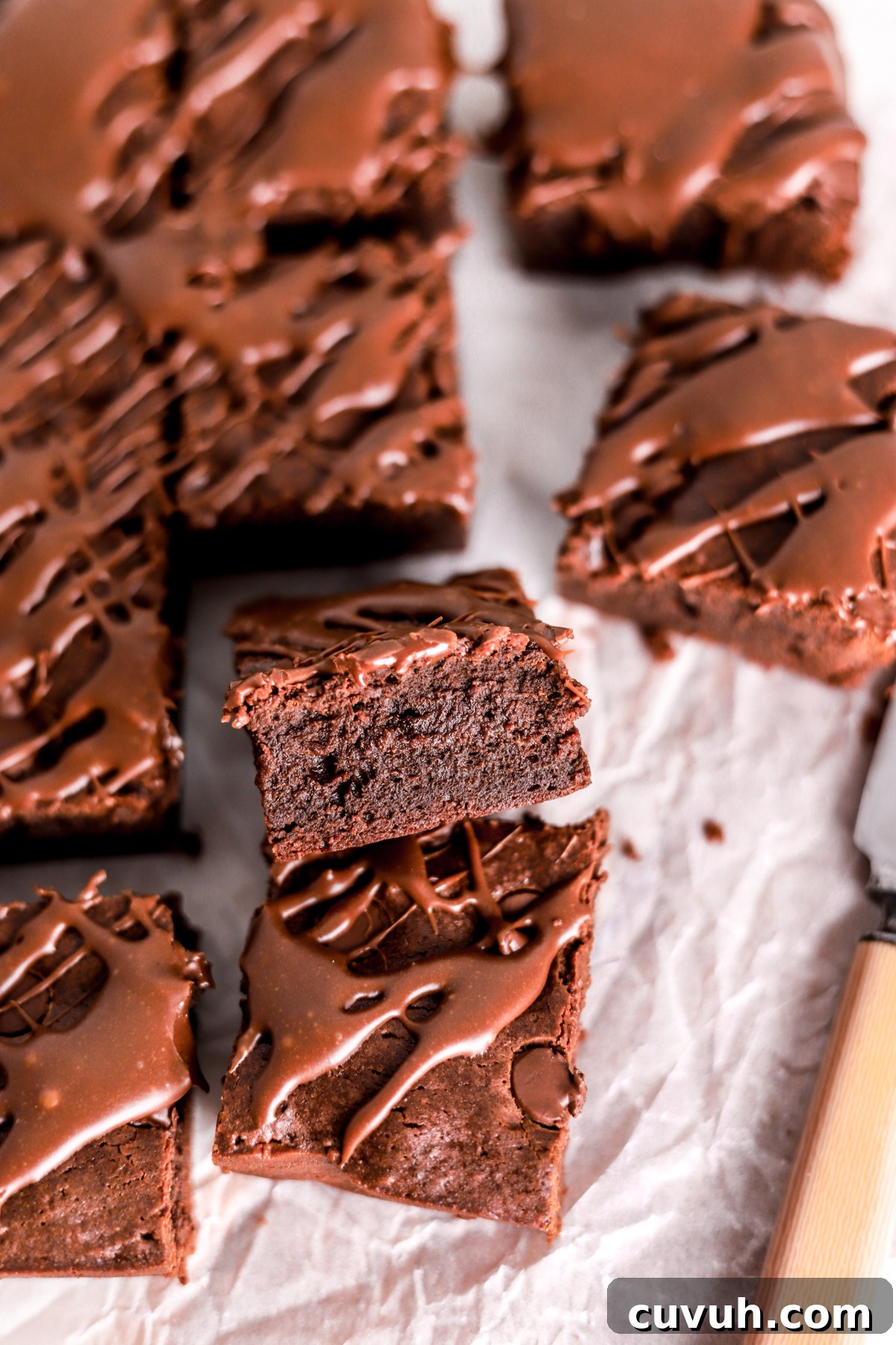 Sweetened condensed milk brownies on a plate