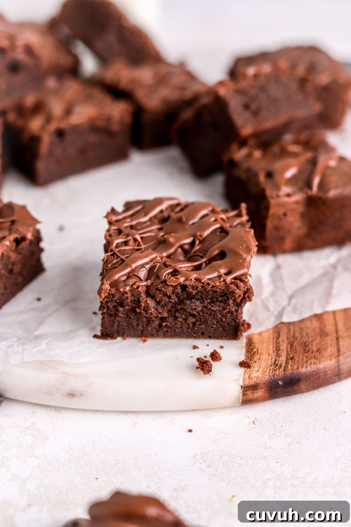 Close up of a fudgy brownie