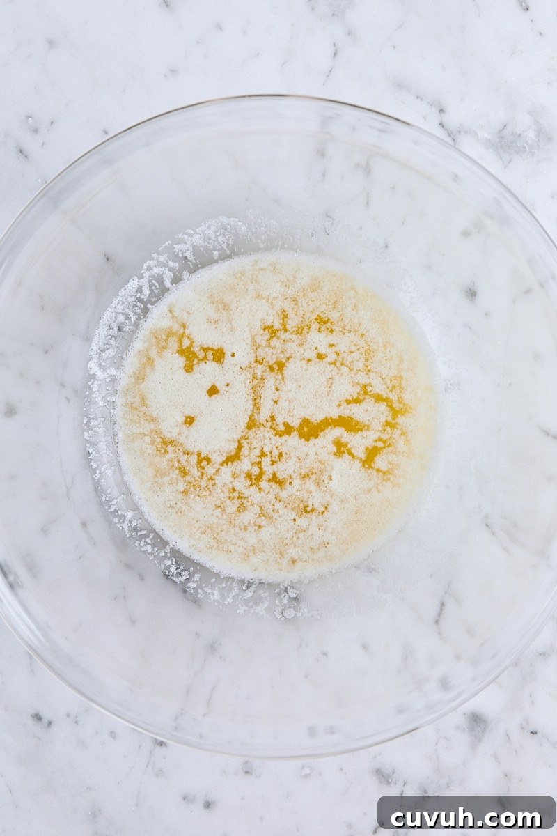 Melted butter in glass bowl