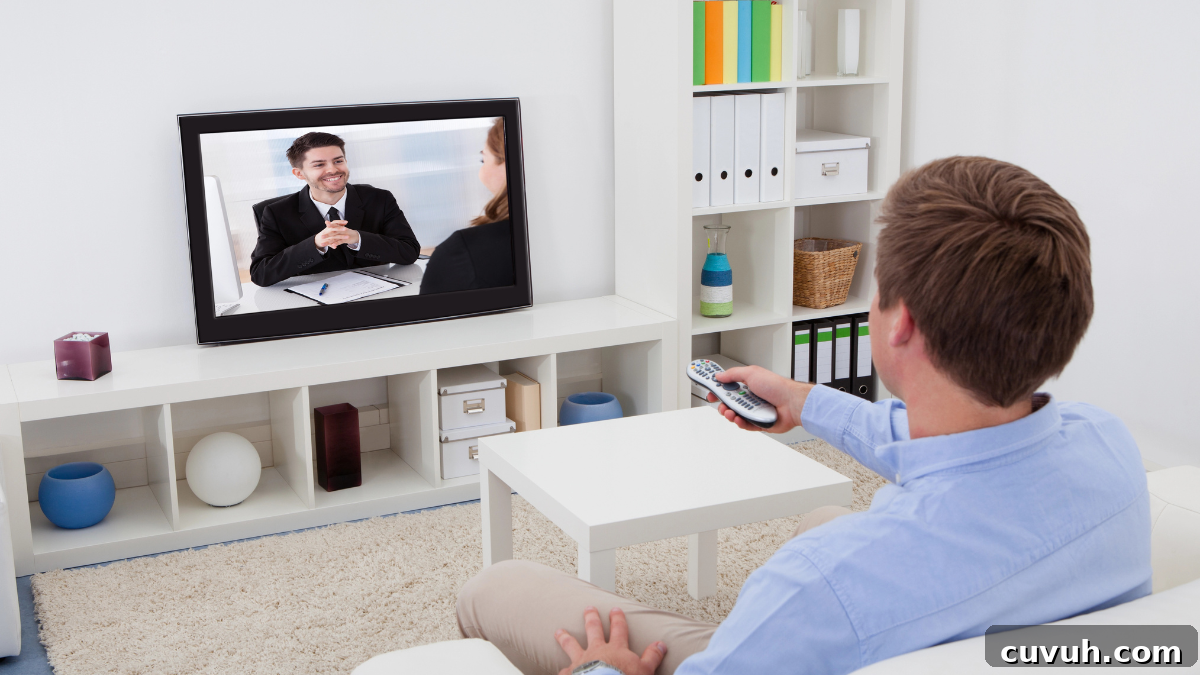 man watching tv