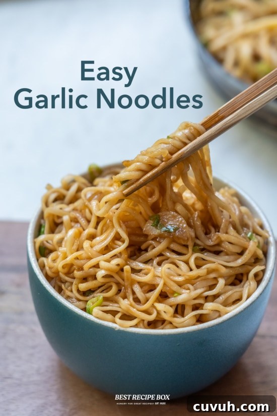 garlic noodles with chopsticks 