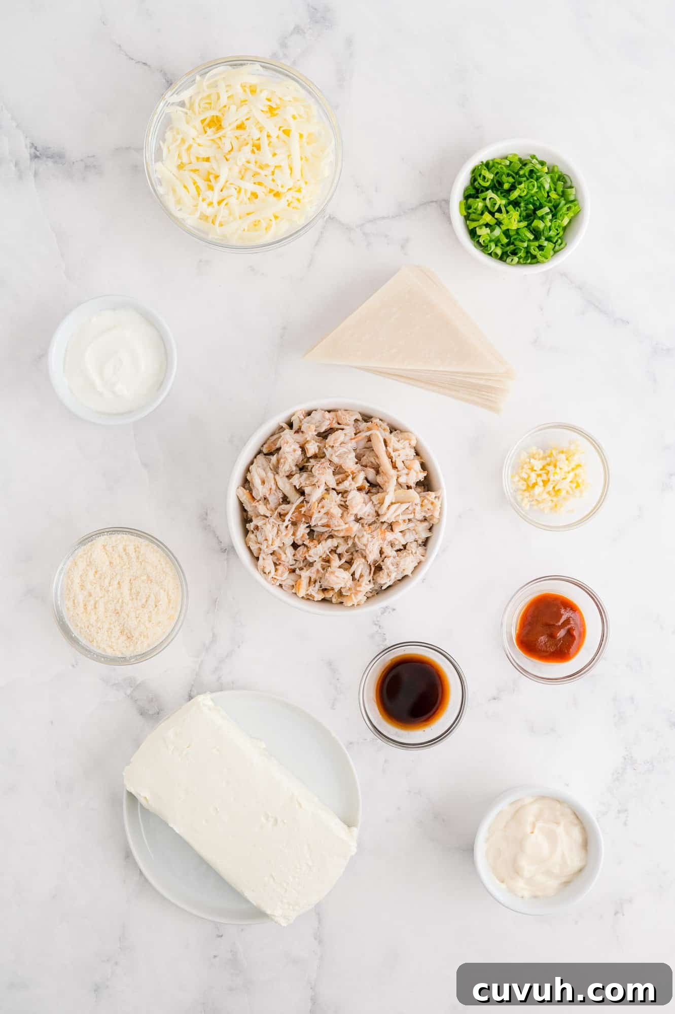 Overhead view of ingredients needed for recipe.