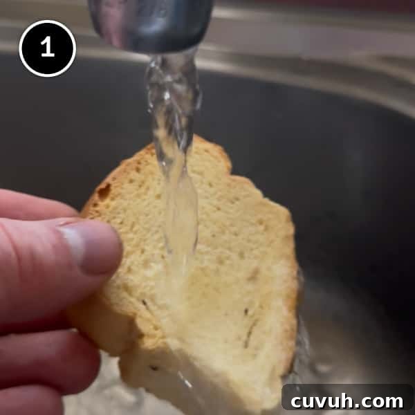 Running paximadia rusks under cold water to soften slightly