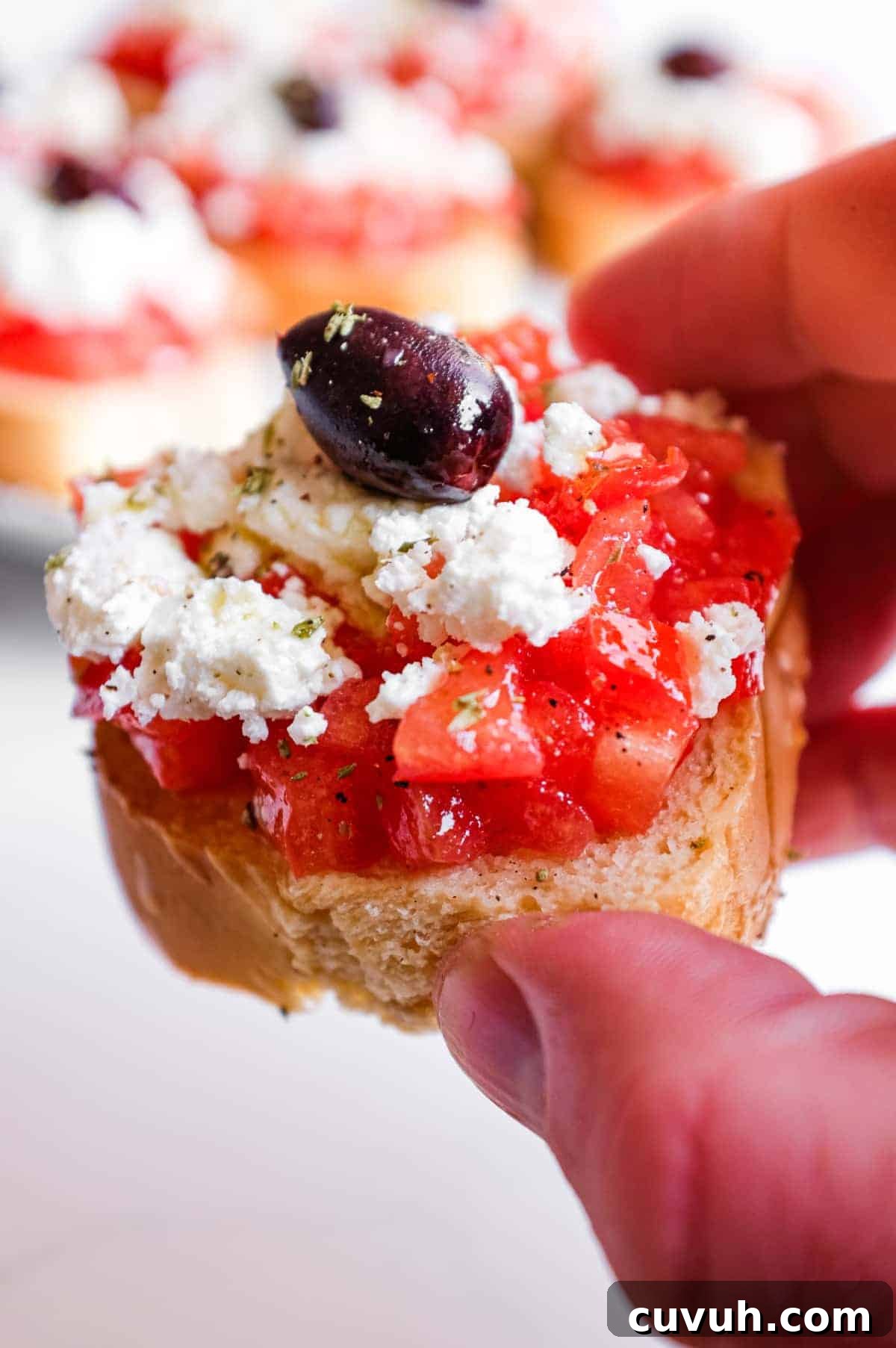 Fresh and rustic dakos topped with tomato, feta and extra virgin olive oil
