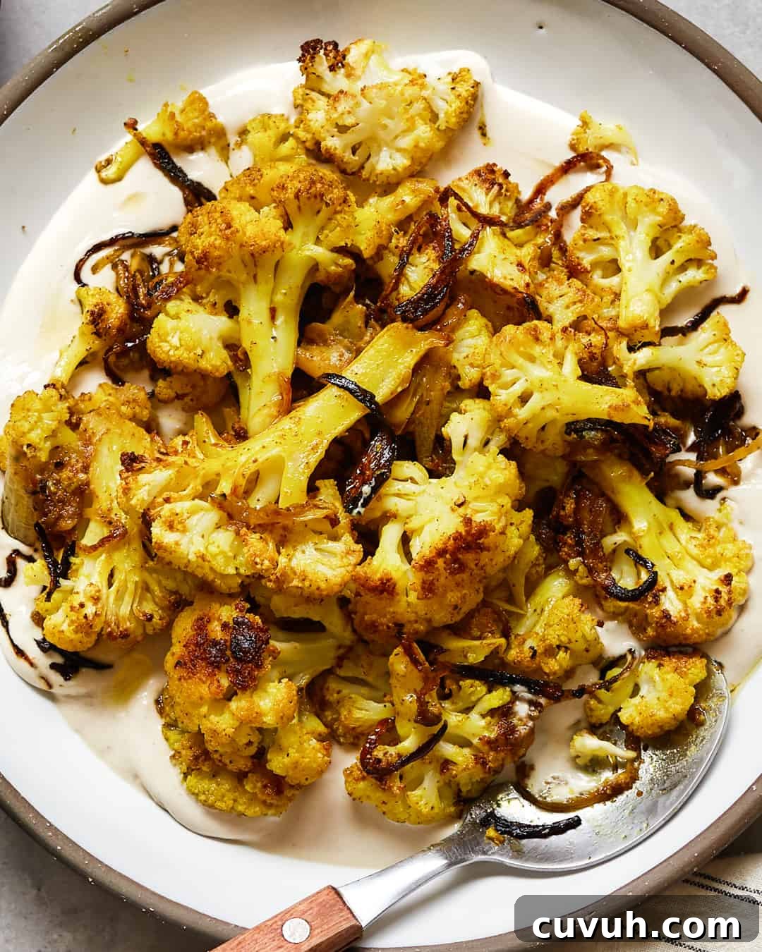 Roasted Curried Cauliflower Tahini Sauce Whole30 Paleo Primal Gourmet Easy Recipe Pantry Friendly