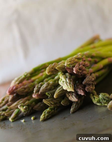 asparagus on a cutting board.