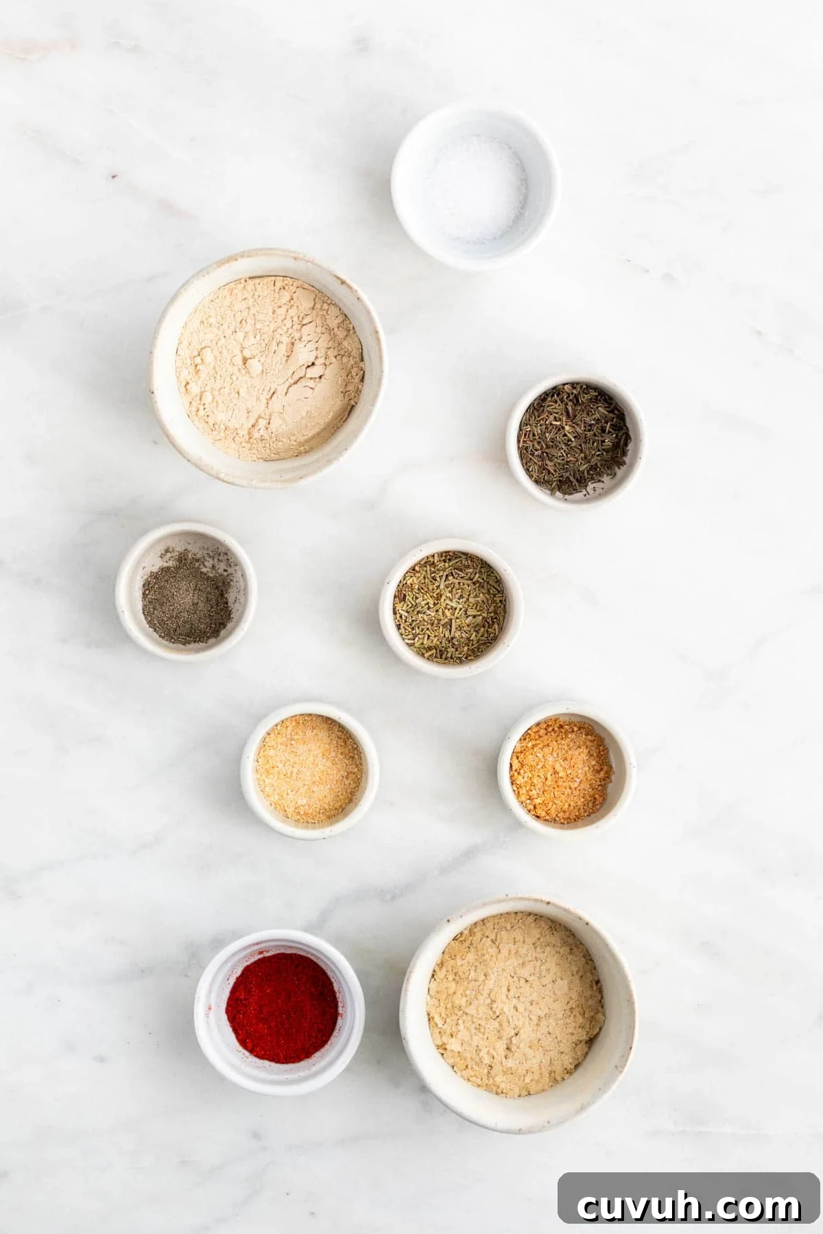 Ingredients for making vegan beef bouillon powder.