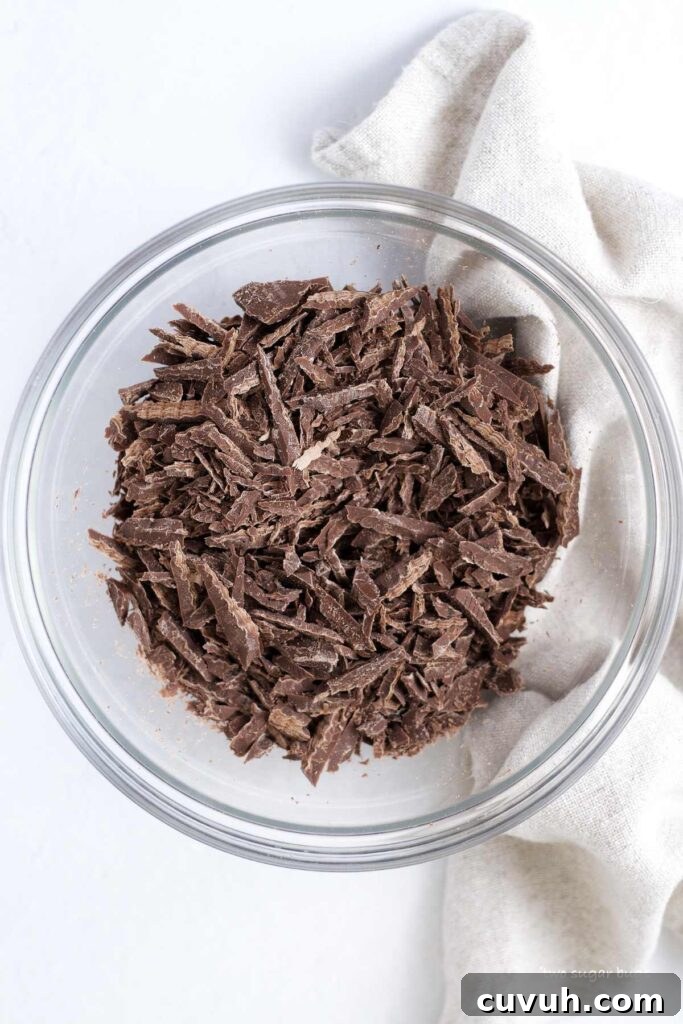 chopped milk chocolate in a bowl
